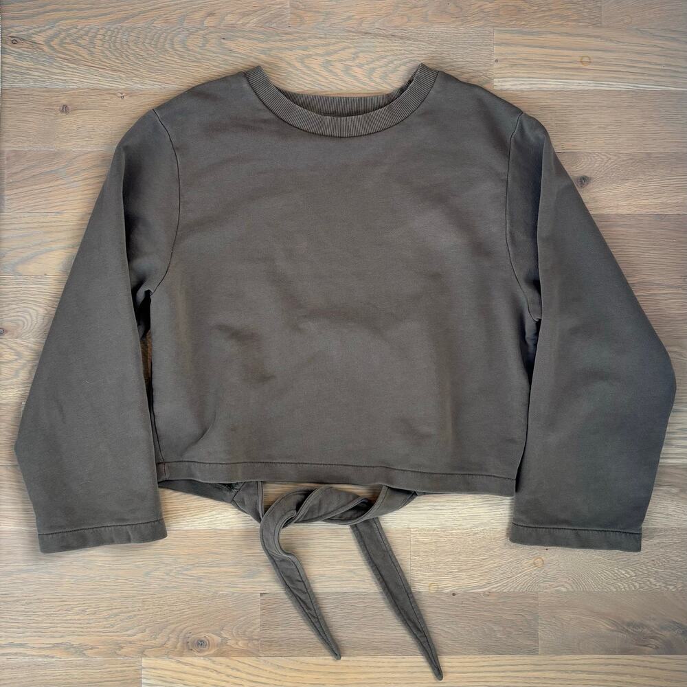 Varley Weymouth Crewneck Sweatshirt Tie Back Cut Out Olive Womens Size Medium - Picture 3 of 12